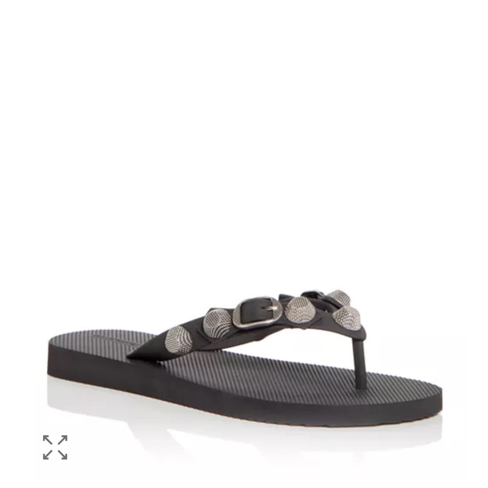 BALENCIGA Black Cagole Thong Sandals,size 37 NWB!